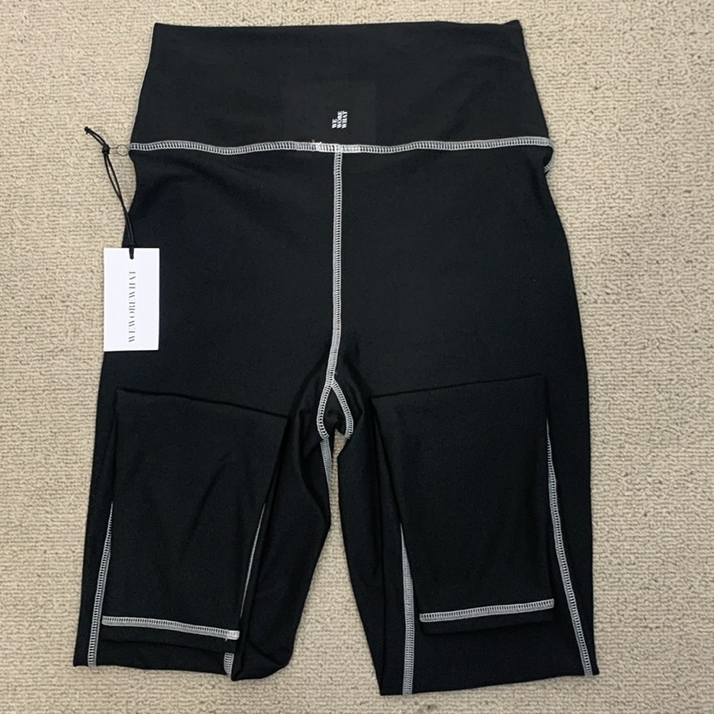 WeWoreWhat Black Leggings with White Stitching- NWT - Picture 8 of 16